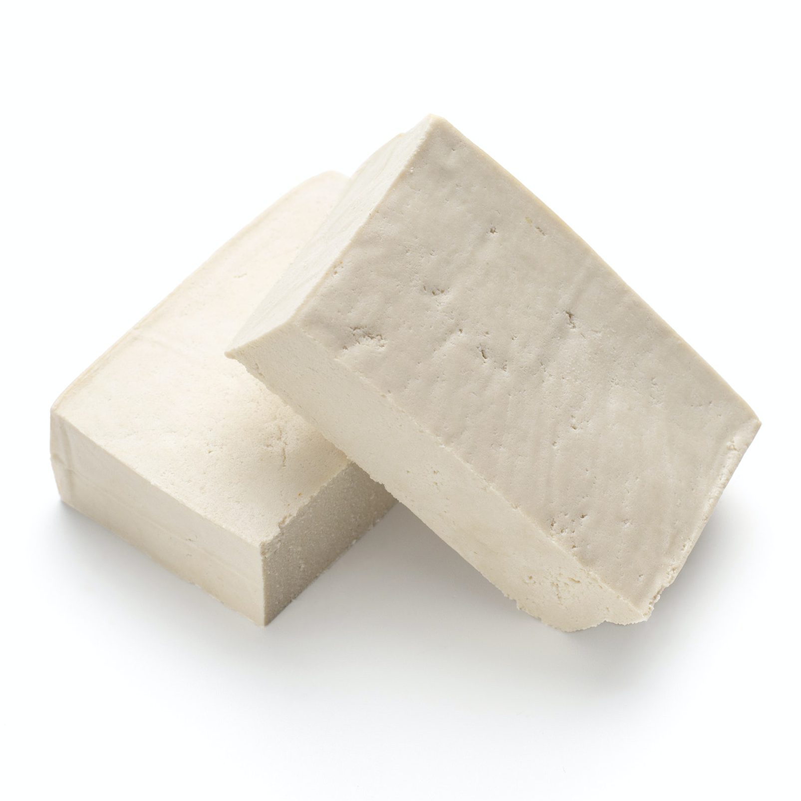 Blocks of tofu isolated on white background