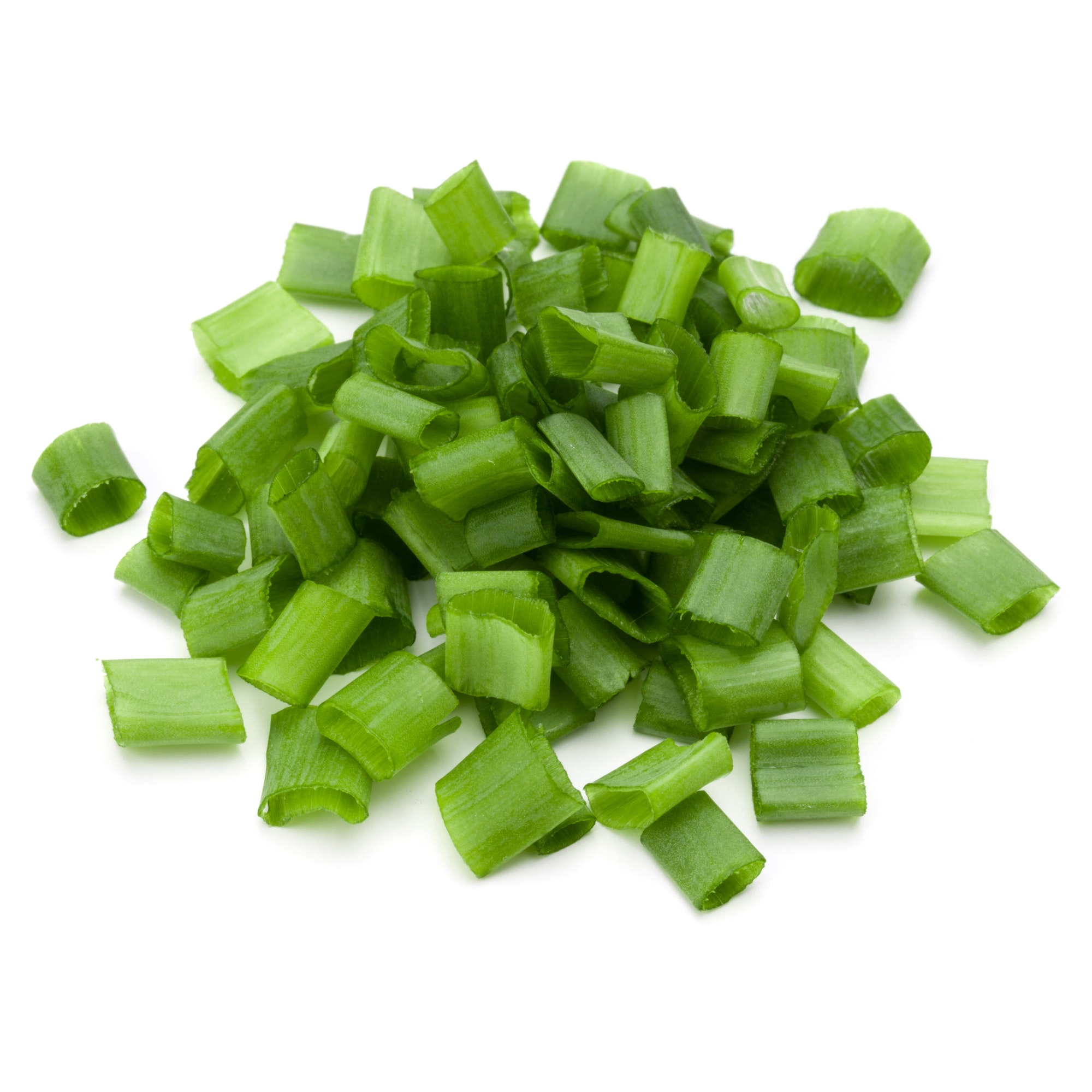 chopped spring onion or scallion isolated on white background cutout